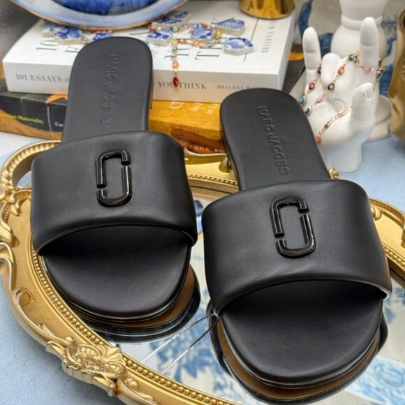 🆕 MARC JACOBS 🧿 NWOB The Snapshot Slide, Black Leather - Sz 37 US 7 - Picture 5 of 15